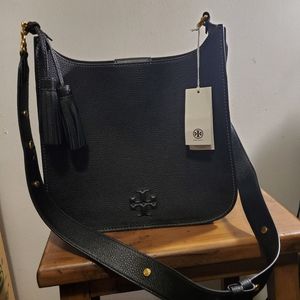 NWT Tory Burch Large Black Leather Thea Shoulder Handbag Crossbody